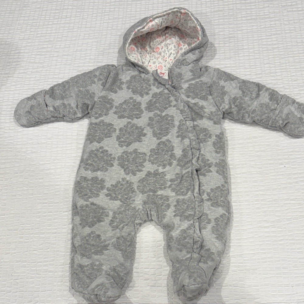 Nula Bug Cozy Gray Floral Kids One Piece